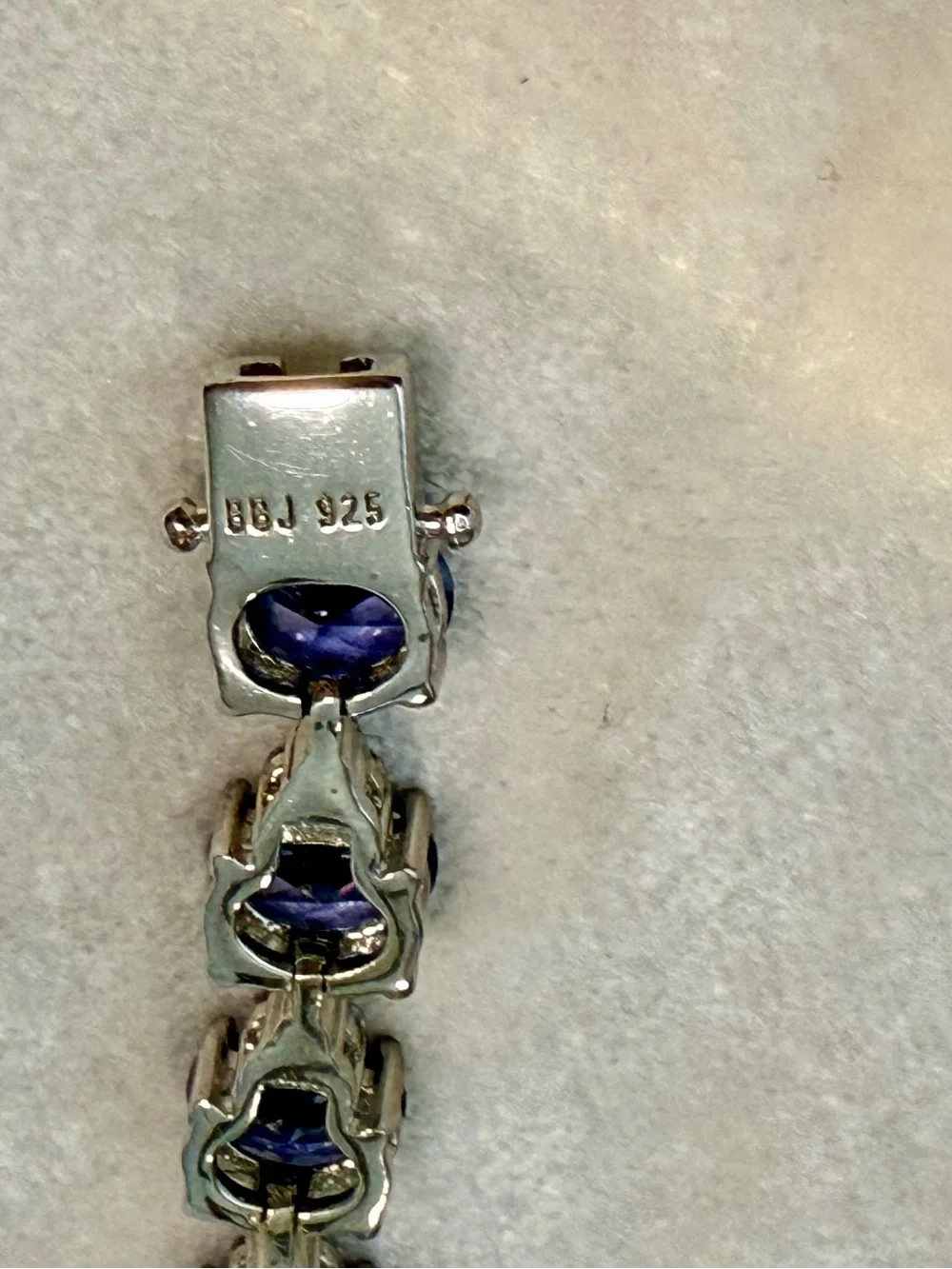 🌸JTV16-Blue Lab Created Sapphire Rhodium Over Sterling Silver Tennis Bracelet💎🛍️